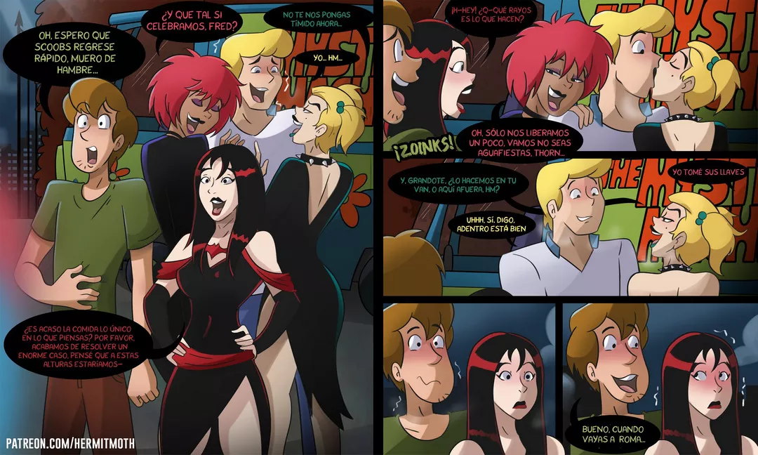 Fred and Shaggy party with the Hex Girls – Hermit Moth